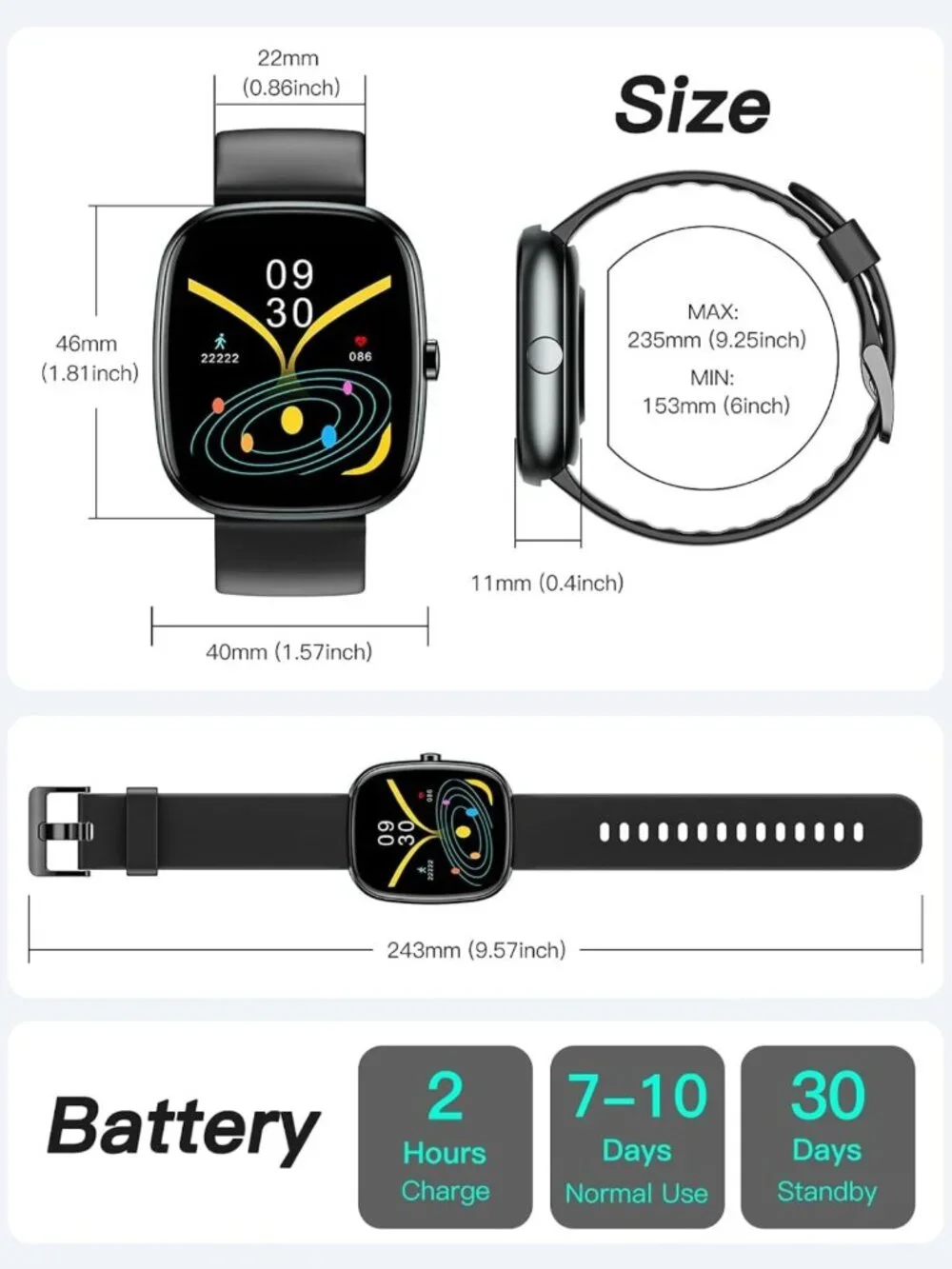 1.8” Fitness Tracker Watch - No Bluetooth/App Needed, Activity & Health Monitor